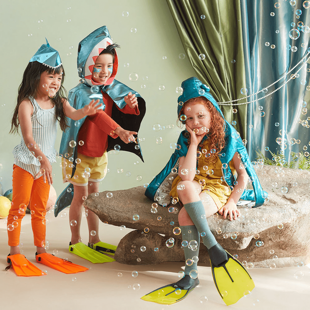 Blue shark and fish kids costume fun underwater birthday theme from Parte Haus party supply store in Bethesda MD