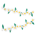 white and yellow daisy flower garland with green leaves spring decor from Parte Haus party supply store in Bethesda MD