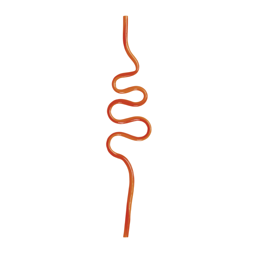 Orange crazy straw wavy shape fun drinkware from Parte Haus party supply store in Bethesda Maryland
