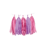 Pink and purple tassel garland pastel banner for birthday from Parte Haus party supply store in Bethesda MD.