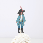 Blue pirate cupcake topper featuring hat and feather for birthday theme from Parte Haus party supply store in Bethesda MD.