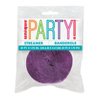 Purple streamer roll for celebration decor from Parte Haus party supply store in Bethesda Maryland