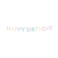 Pastel multicolor letter banner with happy birthday text for birthday theme from Parte Haus party supply store in Bethesda MD.