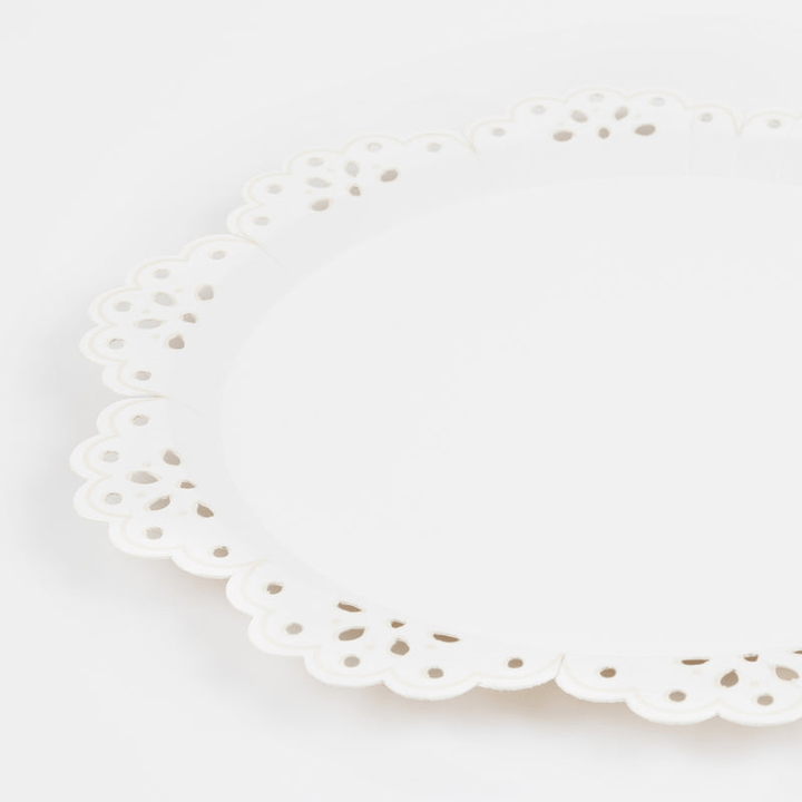 White Broderie Anglaise Lace Appetizer Plates