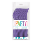 Purple plastic forks in a clear package for birthday from Parte Haus party supply store in Bethesda Maryland