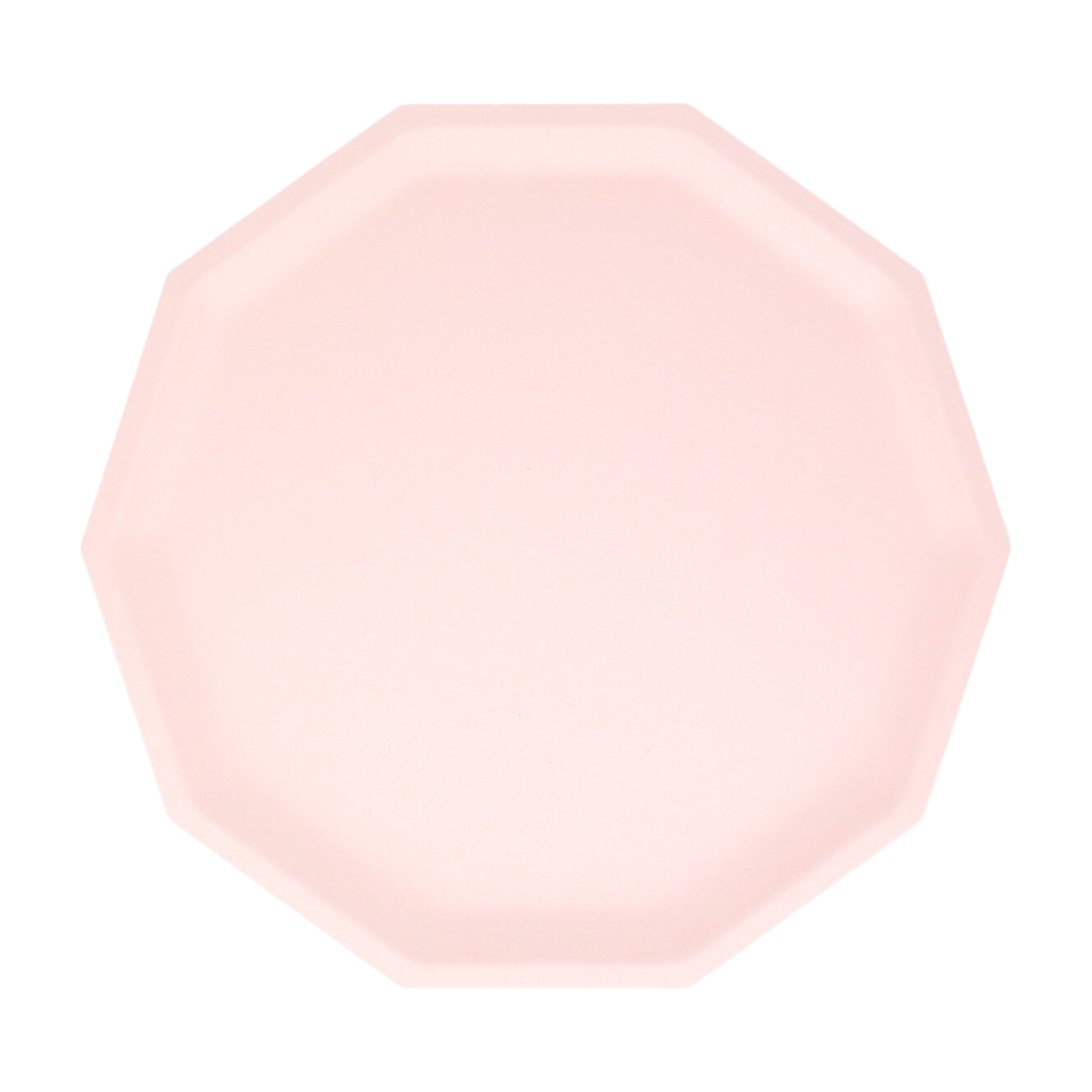 Light pink octagon plate simple tableware for birthday from Parte Haus party supply store in Bethesda MD