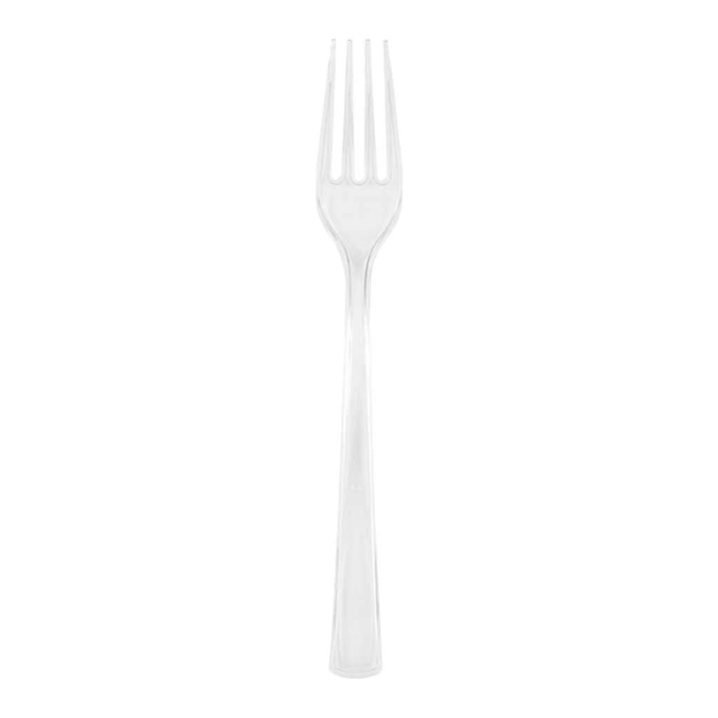 clear plastic fork simple utensil for events from Parte Haus party supply store in Bethesda Maryland