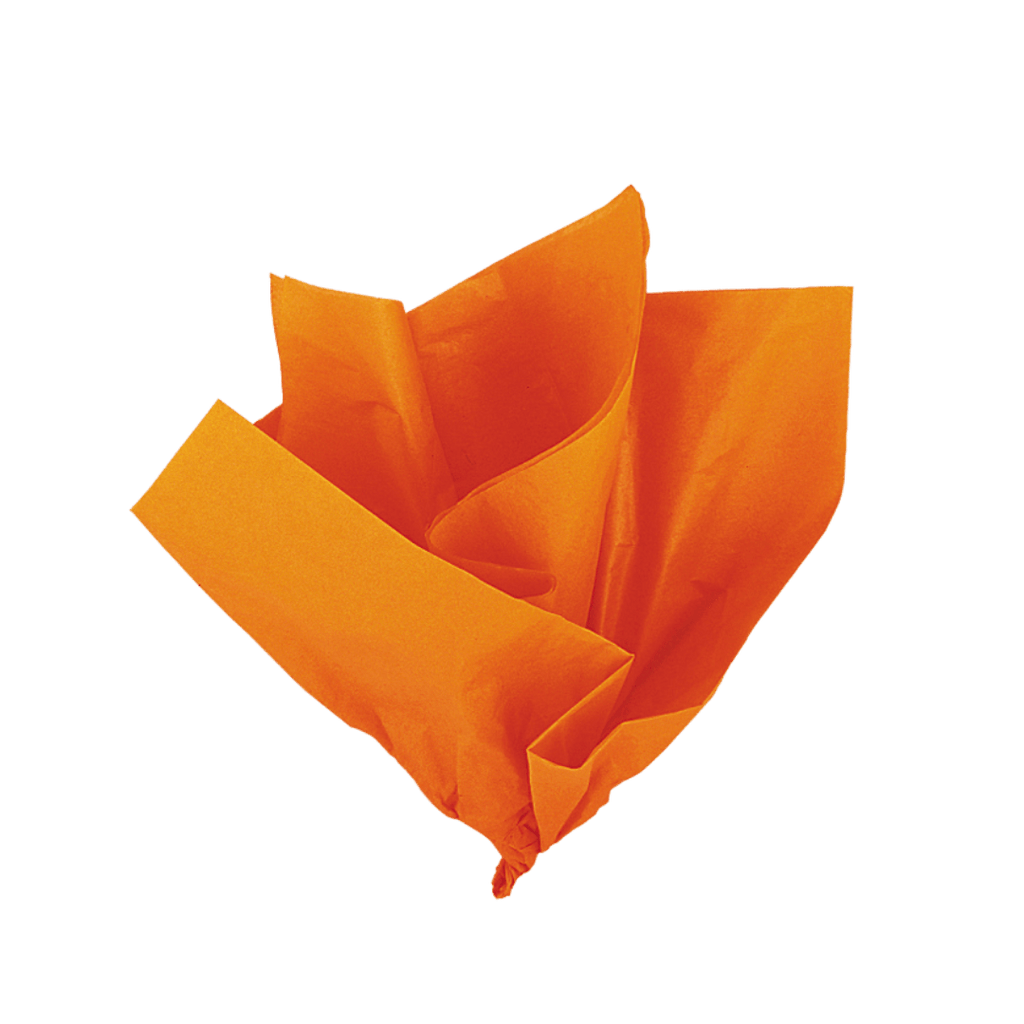 Orange tissue paper folded for gift wrapping from Parte Haus party supply store in Bethesda MD