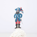 Blue pirate cupcake topper with parrot for birthday theme from Parte Haus party supply store in Bethesda MD