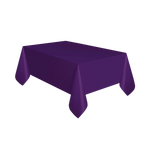 Purple plastic tablecloth rectangular shape for birthday from Parte Haus party supply store in Bethesda MD