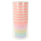 pastel rainbow cup set with fringe edge perfect for birthdays from Parte Haus party supply store in Bethesda Maryland