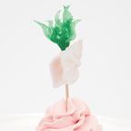 Pink and green seashell cupcake topper coastal theme from Parte Haus party supply store in Bethesda Maryland