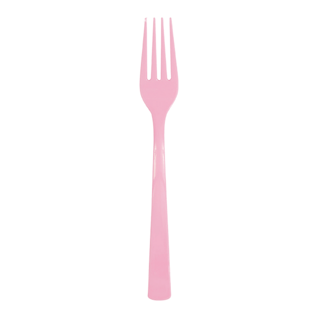 Pink plastic fork with simple design birthday theme from Parte Haus party supply store in Bethesda MD.
