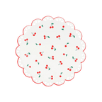 red and white cherry paper plate with scalloped edge summer theme from Parte Haus party supply store in Bethesda Maryland