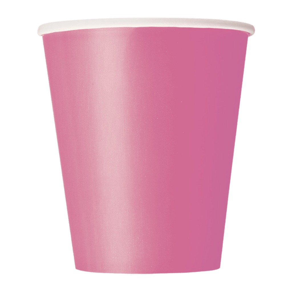 Pink paper cup plain design birthday theme from Parte Haus party supply store in Bethesda Maryland
