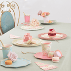 Pastel tea party tableware elegant afternoon tea setup from Parte Haus party supply store in Bethesda MD