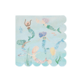 Blue mermaid napkin with underwater scene kids birthday theme from Parte Haus party supply store in Bethesda Maryland