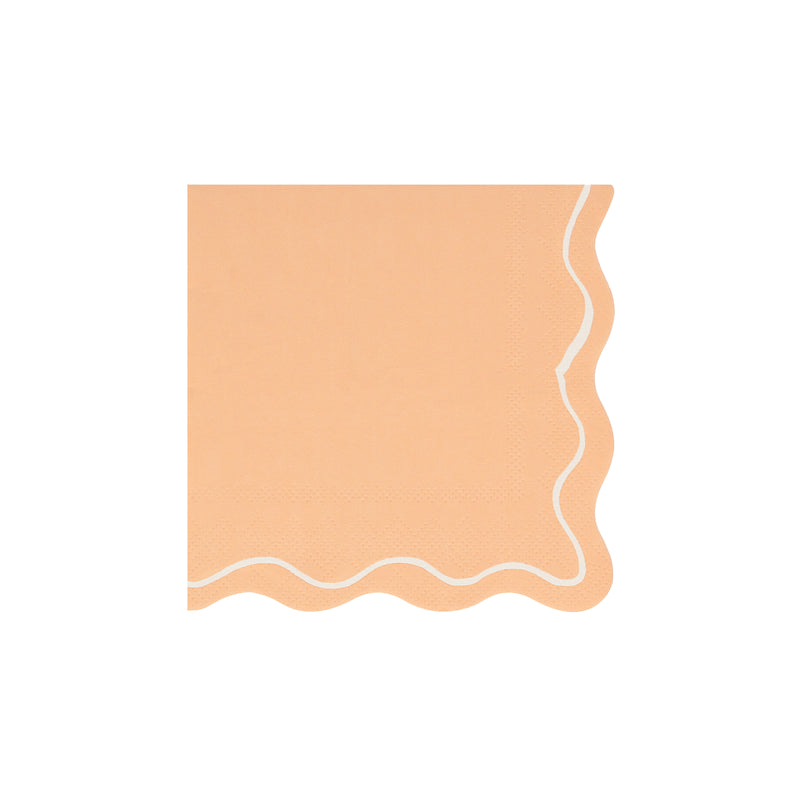 Peach napkin with scalloped edge for birthday from Parte Haus party supply store in Bethesda Maryland
