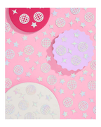 Pink purple and white disco theme plates with star patterns birthday from Parte Haus party supply store in Bethesda MD