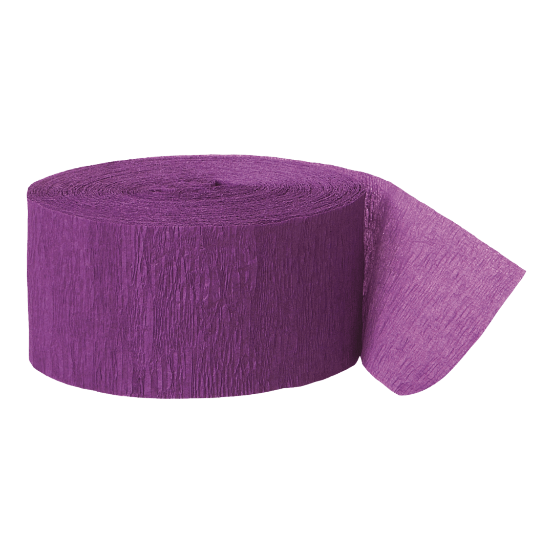 Purple crepe paper streamer roll for birthday from Parte Haus party supply store in Bethesda Maryland
