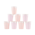 Pastel pink paper cups with scalloped lace design birthday theme from Parte Haus party supply store in Bethesda MD