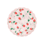 Pink strawberry plate with floral pattern summer theme from Parte Haus party supply store in Bethesda Maryland