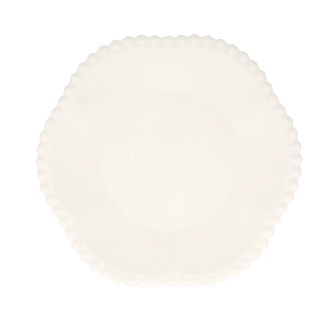 White scalloped edge plate elegant tableware for celebration from Parte Haus party supply store in Bethesda Maryland
