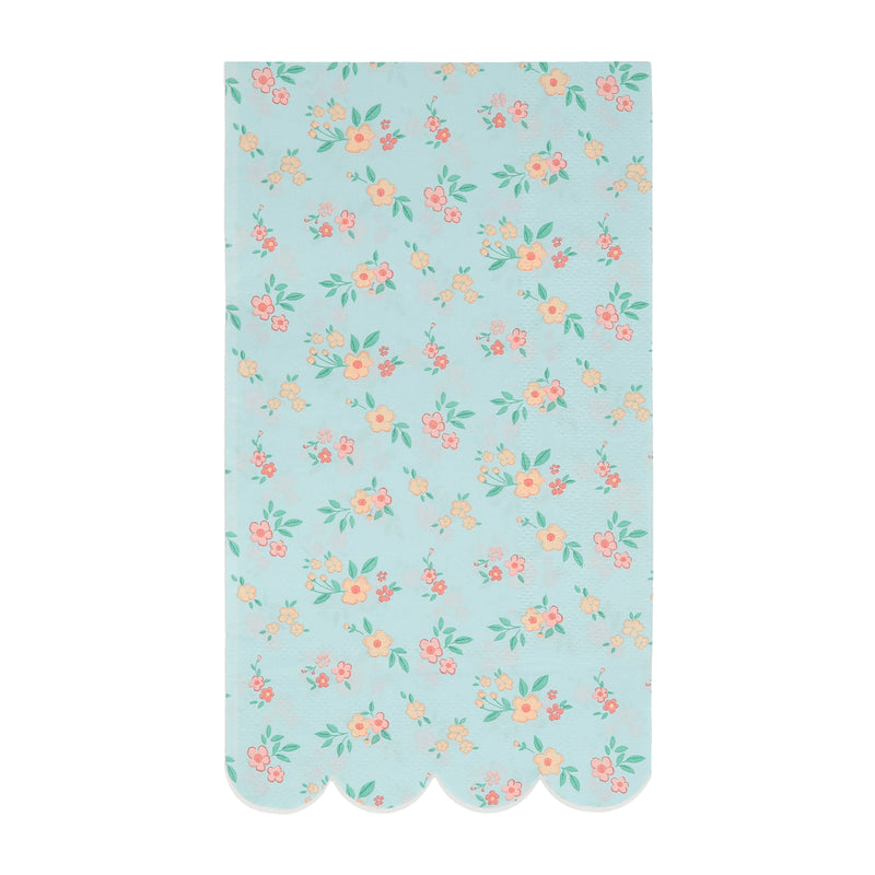 Light blue floral napkin with scalloped edge spring theme from Parte Haus party supply store in Bethesda Maryland