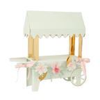 White and gold cart favor box with pink bows and floral accents baby shower from Parte Haus party supply store in Bethesda Maryland