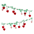 Red and pink strawberry garland with green leaves and white flowers summer theme from Parte Haus party supply store in Bethesda MD