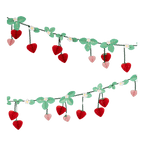 Red and pink strawberry garland with green leaves and white flowers summer theme from Parte Haus party supply store in Bethesda MD