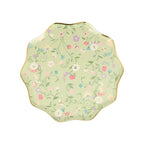 Green floral paper plate with scalloped edges for spring garden theme from Parte Haus party supply store in Bethesda MD