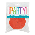 Red streamer roll in clear packaging birthday theme from Parte Haus party supply store in Bethesda Maryland