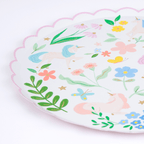 Pastel unicorn paper plate with flowers and butterflies birthday theme from Parte Haus party supply store in Bethesda MD
