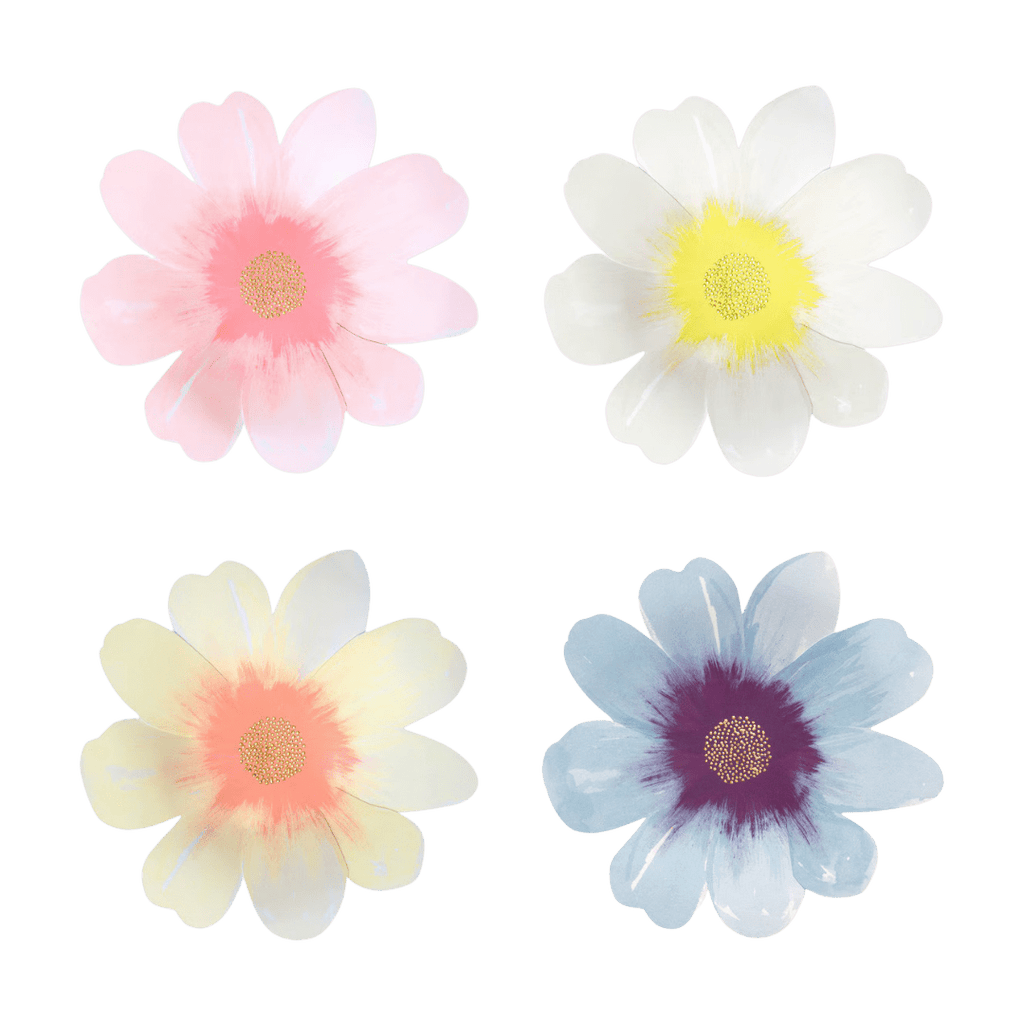 Pastel flower plates floral shape spring theme from Parte Haus party supply store in Bethesda Maryland