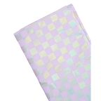 Iridescent checkered tablecloth with pastel tones birthday theme from Parte Haus party supply store in Bethesda MD