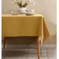Yellow tablecloth with scalloped edge for modern dinner from Parte Haus party supply store in Bethesda MD