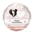 Pink anniversary balloon with tuxedo and dress heart from Parte Haus party supply store in Bethesda Maryland