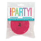 Pink streamer rolled in plastic pack birthday from Parte Haus party supply store in Bethesda Maryland