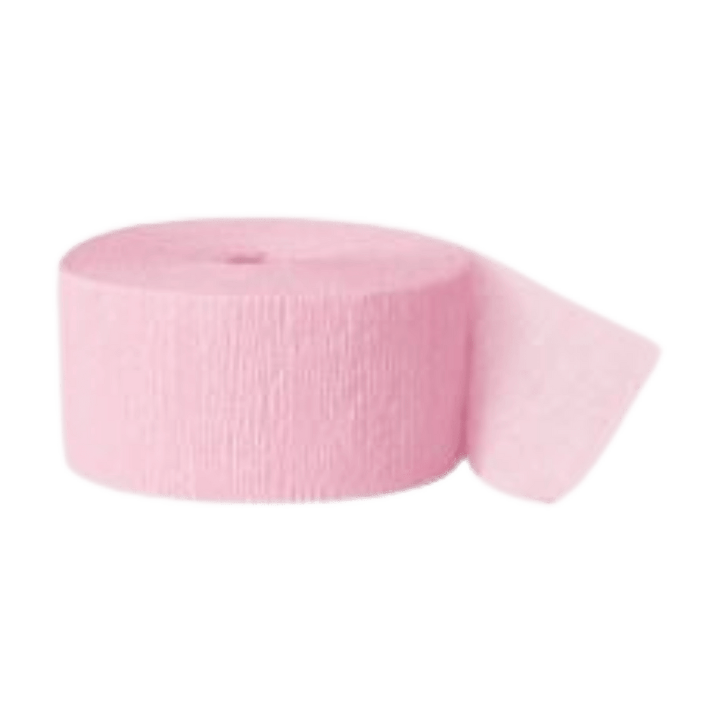 Light pink crepe paper streamer roll for birthdays from Parte Haus party supply store in Bethesda MD