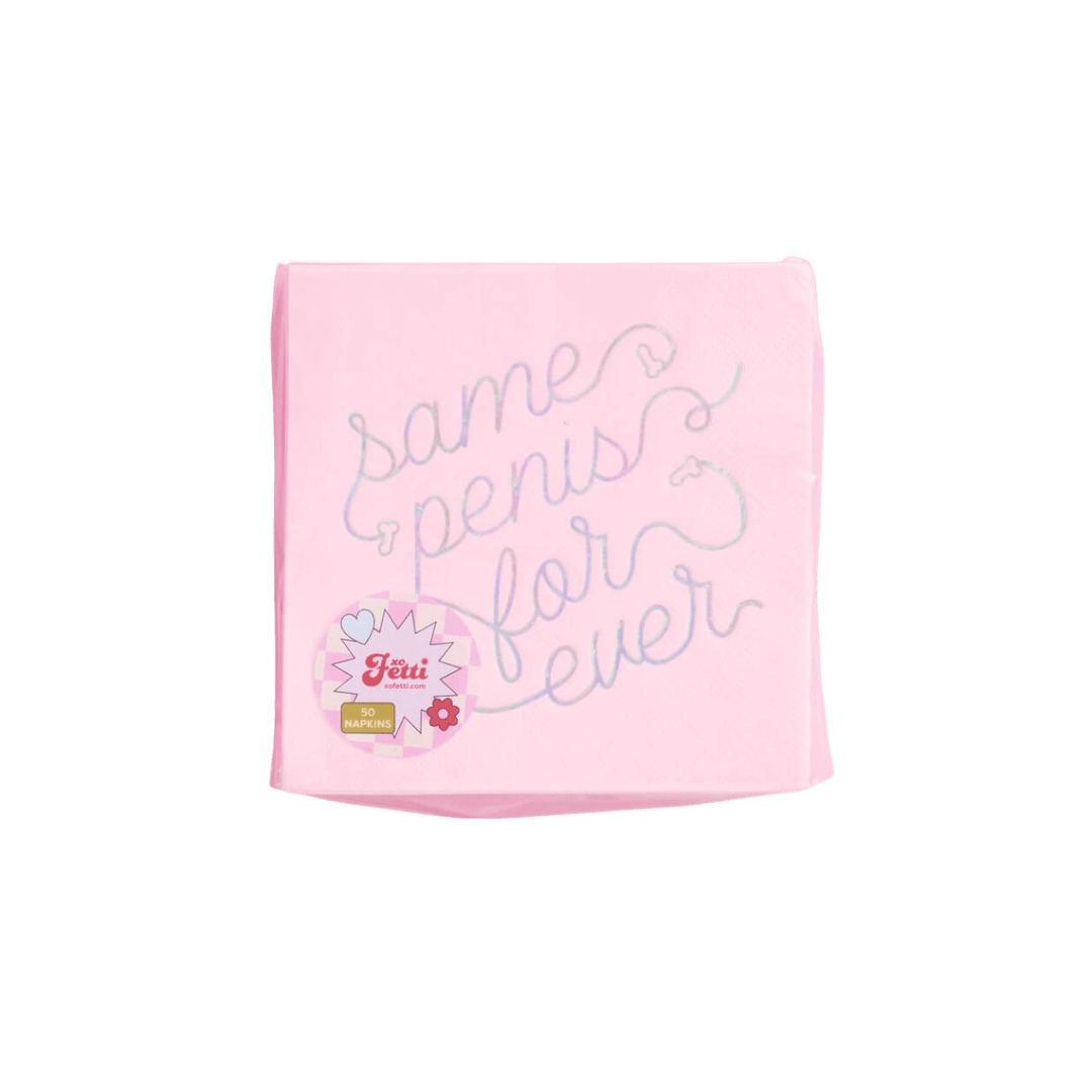 Pink with Iridescent "Same Penis Forever" Bachelorette Cocktail Napkins