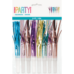 Multicolor squawkers metallic tassel horns birthday celebration favors from Parte Haus party supply store in Bethesda Maryland