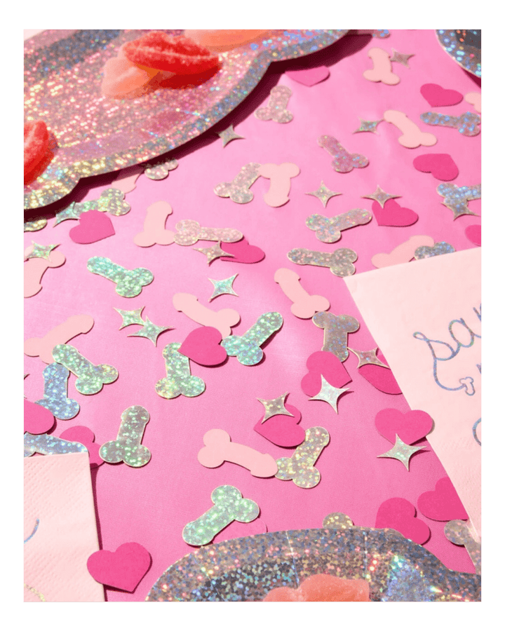 Pink and Iridescent Penis Confetti Party Popper