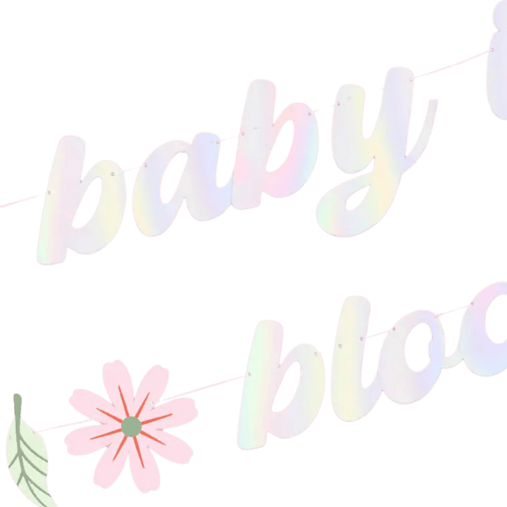 Iridescent Baby Shower "Baby In Bloom" Banner
