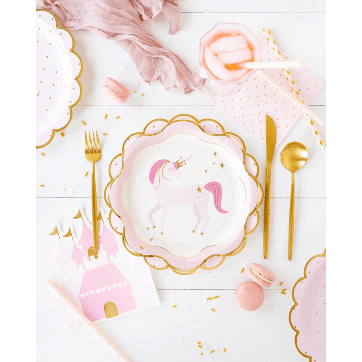 Pink and Gold Polka Dot Princess Cocktail Napkin