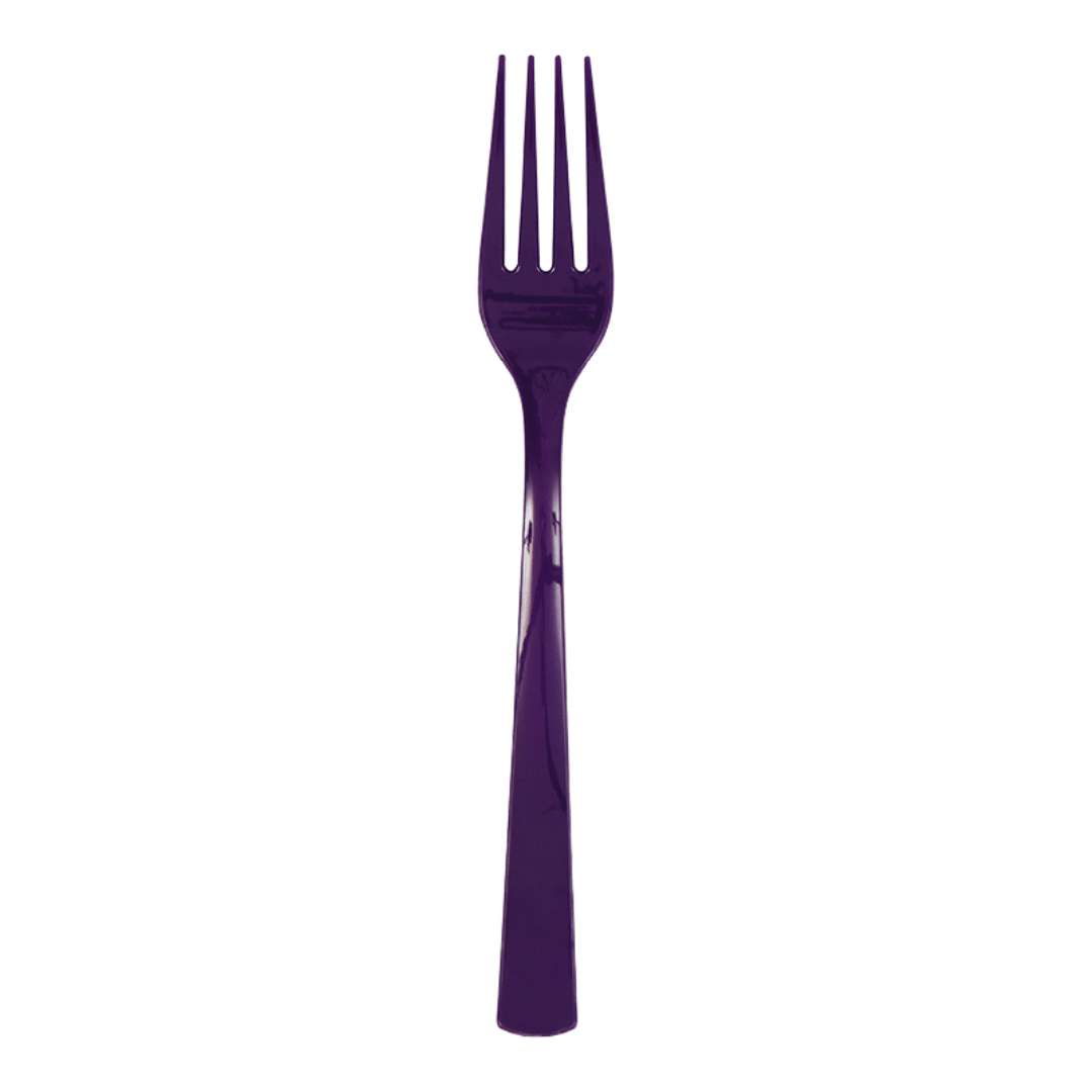 Purple plastic fork shiny finish celebration theme from Parte Haus party supply store in Bethesda MD