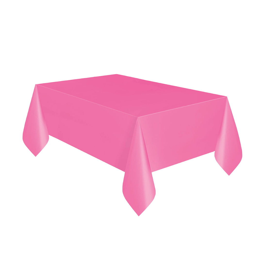 Pink table cover rectangular solid color for birthday from Parte Haus party supply store in Bethesda Maryland