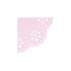 Pink doily paper plate with scalloped edge floral cutout design for birthday from Parte Haus party supply store in Bethesda MD.