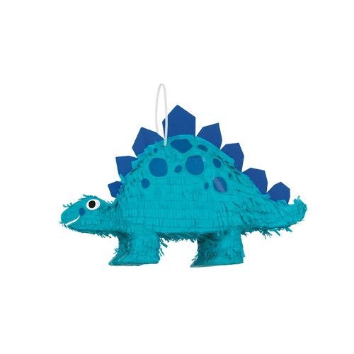 Blue dinosaur pinata with playful spikes birthday theme from Parte Haus party supply store in Bethesda MD