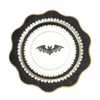 Black and gold Halloween plate with bat design from Parte Haus party supply store in Bethesda Maryland